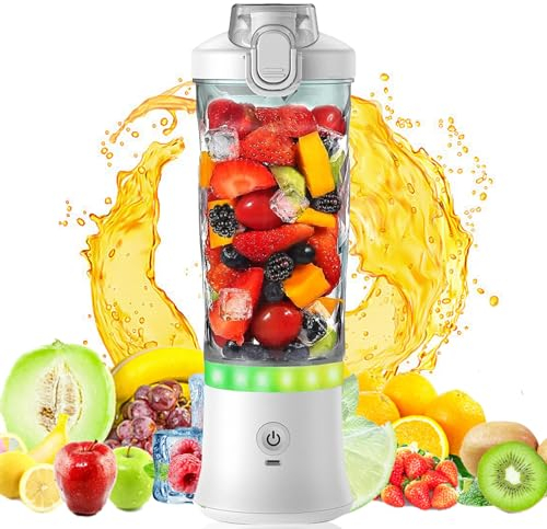Cornesty 600ml Mixeur Blender Portable pour Shakes et Smoothies Mini Mixeur Smoothie avec 6 Lames, Mixage et Impulsion Double Mode, Rechargeable par USB, pour Extérieur, Sport, Maison, Bureau (Blanc)