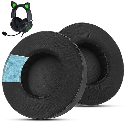 Wzsipod Cooling-Gel Ersatz-Ohrpolster nur für Razer Kraken V2, Geräuschisolierendes, Langlebiges und Bequemes Protein-Leder & Stoffmaterial, Kopfhörer Ersatzpolster - Schwarz