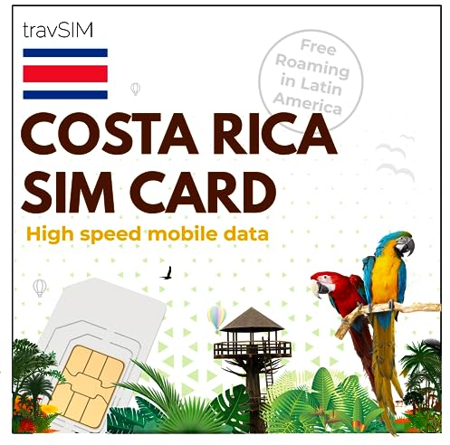 travSIM Costa Rica SIM Karte | 12GB Mobile Daten | Freies Roaming in EL Salvador, Guatemala, Nicaragua und Panama | Der Plan auf der Costa Rica SIM Karte ist für 30 Tage gültig