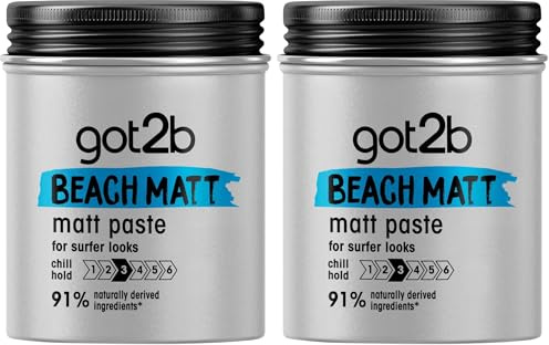 Got2b Beach Matt, Medium Hold, No Stickiness, Matt Texture Hair Paste, 100ml (Pack of 2)