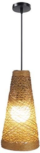 Mikikit 2 Stk Rattan-lampe Kronleuchter Gewebter Lampenschirm Rattan-pendelleuchten Kugellampe Aus Korbgeflecht Deckenbefestigung Aus Bambus Lampenschirm Aus Rattan Einfache Hängelampe Zen
