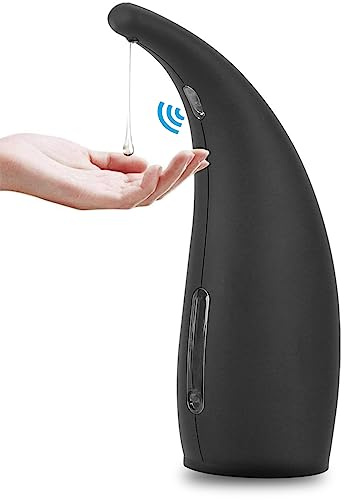 Gulica Automatic Soap Dispenser, Touchless Liquid Dispenser for Kitchen and Bathroom, with Infrared Motion Sensor, Waterproof, 300ml/11oz Rubber Black