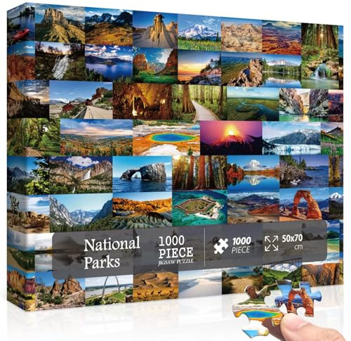 Nationalparks Puzzle, Natur Puzzle 1000 Teile als Nationalparks Geschenke, Landschaft Puzzle für Erwachsene inklusive Yellowstone, Yosemite, Zion