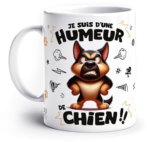 France Mug - 'Je Suis D'Une Humeur De Chien' - (Collection Toutou) - Café Thé Idée Cadeau Original Anniversaire Humour Animal Ami Collègue Famille
