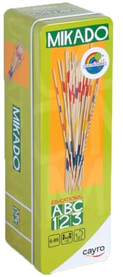 Cayro - Mikado Metal Box - Juego de Habilidad - Coge los Palillos de Madera sin Mover los Demás - + 2 Jugadores