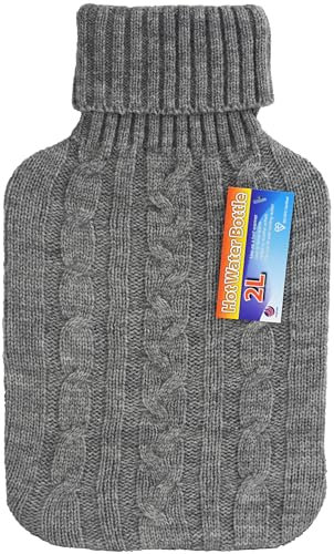 Hot Water Bottle Cover Only 2L Premium Cover (Knitted Grey)