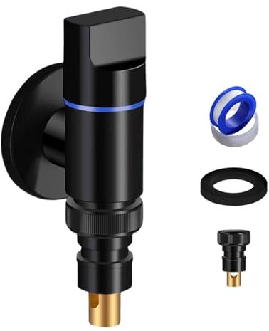 Gralara Grifo de Lavadora con de Cierre Automático Eficiente, Negro, Individual