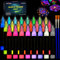 FansArriche Nachtleuchtende Farben 24×20 ml, Glow in The Dark Farbe, 3D Wasserfest Textilfarbe Farbe, Fluoreszierende Farbe, DIY Leuchtet im Dunkeln Stofffarben Klebestift für Kindermalerei
