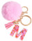 Vorysum Porte-clés pour fille - Pendentif en forme boule de poils - Porte-clés avec lettre porte-clés fille initiale- Cadeau pour femme gland or porte clef femme，rose-M