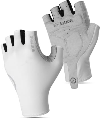 INBIKE Fahrradhandschuhe Sommer Halbfinger Atmungsaktiv Elastizität Rennrad 3mm SDR rutschfeste Polsterung Reflektierende Radhandschuhe MTB Handschuhe Kurz Herren Damen