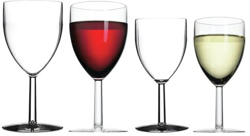 Mepal Weingläser-Set 4-teilig, Outdoorgläser aus Kunststoff, Rotweingläser (300 ml) und Weißweingläser (200 ml) für Camping & Unterwegs, Leicht & Robust, Spülmaschinenfest