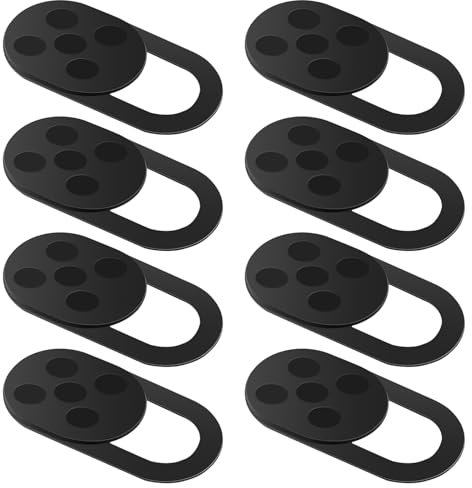 8 pezzi Webcam Cover, Ultra-Sottile Metallo Copri Webcam, Copertura Camera Slider, Sottile per Laptop, PC, Computer Portatile, Smart Phone - Nero