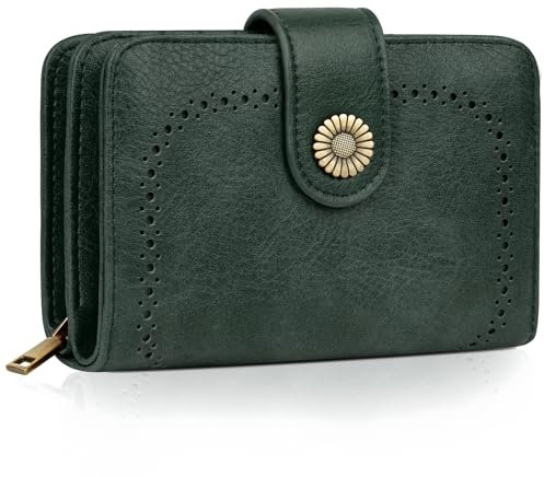 TEUEN Geldbeutel Damen Große Kapazität PU Leder Vintage Portemonnaie Brieftasche Geldbörse Mittelgroß mit RFID-Blockierung und Mehreren Fächern Frauen