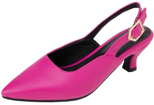 CHICMARK Sandalias elegantes para mujer con tacón de gatito cómodo y punta cerrada para boda/fiesta/baile de graduación, fucsia, 42 EU