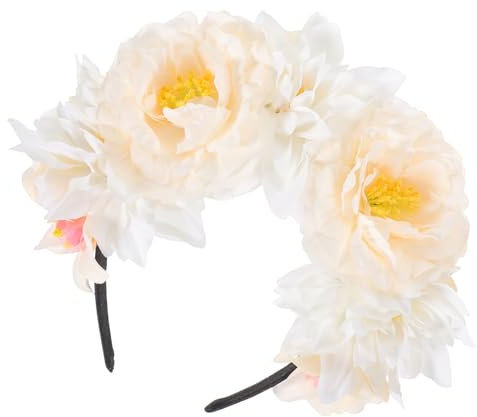 Healvian Floral Headbands Hair Accessories Double-sided Peony Flower Headband Statement Headpiece for Party Tea Party