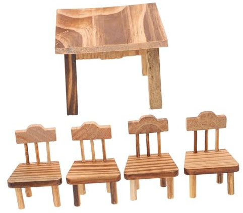ibasenice Retro Chinesisches Miniatur Möbelset Aus Holz Traditionelle Kleine Tisch Stuhl-Dekoration Langlebige Puppenhausmöbel Für Wohnraum Schreibtischgestaltung Als Geschenk Und Sammlerstü