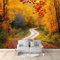 Papier Peint Mural Chambre Paysage De Chemin Forestier D'Automne 300x210 cm Poster Mural 3D Tableaux Muraux Tapisserie Photo, Salon Chambre d'enfants Mur de Fond Papier Peint Panoramique