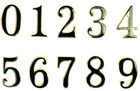 Lizzy 0 to 9 3D Gold & Black Reflective Mailbox Door Numbers Vinyl Sticker Self-Adhesive Decal Waterproof Bins Numbers Stickers House Signs Personalised Door Number for House Wheelie Address (1)