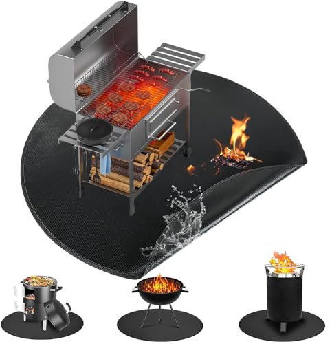 Alfombra Barbacoa Exterior,Alfombra Ignifuga Barbacoa Longitud 120CM,Alfombra Barbacoa,Es Ignífugo de Doble Cara,Resistente al Agua,Resistente al Aceite,Alfombra Ignifuga para Barbacoa,Césped