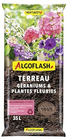 Algoflash Terreau Géraniums et Plantes Fleuries, Rétention d'eau - 35 L