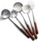 Juego de utensilios de cocina de acero inoxidable, 5 piezas, espátula, cucharón sopa, espumadera, servidor de pasta y espumadera, apto para lavavajillas
