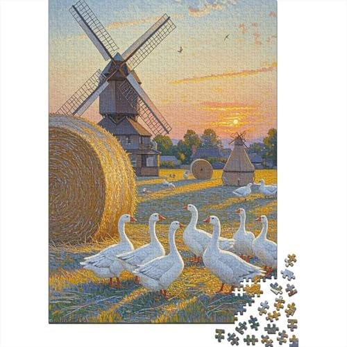 1000 Piece Geese Jigsaw Puzzles for Adults Challenge Toy Family Game Home Decoration Geese Haystack Windmill Jigsaws Gifts 1000pcs (75x50cm)