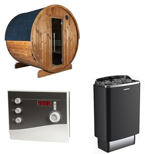 ThermoFLUX-Bundle mit Sentiotec Sauna Komplettset Kaski 180 View | Saunaofen 100 E | 4 Pers.