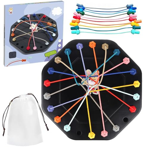 YIHAOH 10 Farbigen Seilen Knot Logic Spiel, Eltern Kind Interaktion Puzzle Brettspiel Seil, Familien Multiplayer Buntes Gedrehtes Seil Puzzlespiel, Für das Training des Logischen Denkens