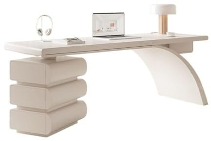 ZZlei2yu-12 Sitz-Steh-Schreibtisch Moderner Schreibtisch im französischen Stil mit künstlerischen Beinen, Kleiner Arbeitstisch 3 Schubladen Arbeitsschreibtisch(XL)