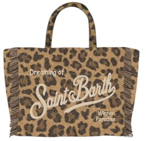 SAINT BARTH Borsa a mano VANITY MINI FELT - Leopard 00223I (marrone, Piccola)