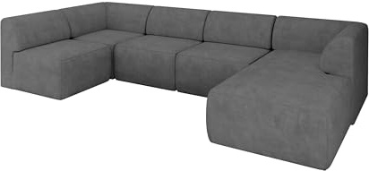 ALTDECOR Ecksofa in U-Form Corner Sofa Bett Eckcouch Couch L-Form Wohnlandschaft Cauchsofa MOVO 345x180x78 Grau