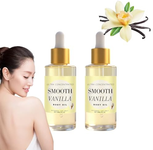 Concentrated Vanilla Body Oil for Women, Moisturizing Oil for Dry Skin & After Shower，Hydrating Nourishing Body Oils with Vitamin E, Warm Vanilla Fragranced Skin Moisturizer, Enhances Radiance (2PCS)