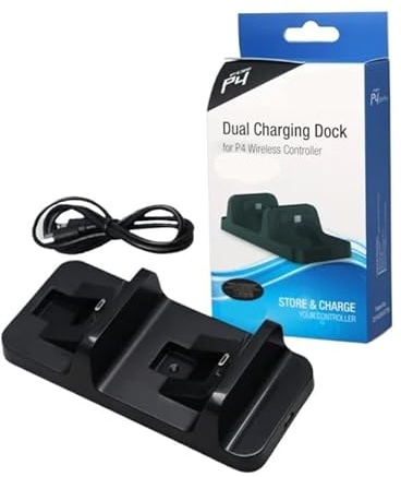 Caricabatterie Controller PS4 For Stazione Di Ricarica Playstation 4 Con 2 Dongle Di Ricarica Micro USB Dock Di Ricarica Doppio For PS4 Slim Pro(WHITE)