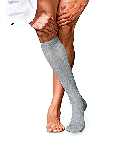 FALKE Herren Kniestrümpfe No. 7 M Kh Wolle lang einfarbig 1 Paar, Grau Light Grey Melange 3388, 45-46