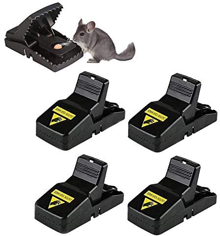 BOMPOW Mouse Traps Reusable Snap Mice Traps That Work Rodent Killer Easy to Bait, 4 Pack
