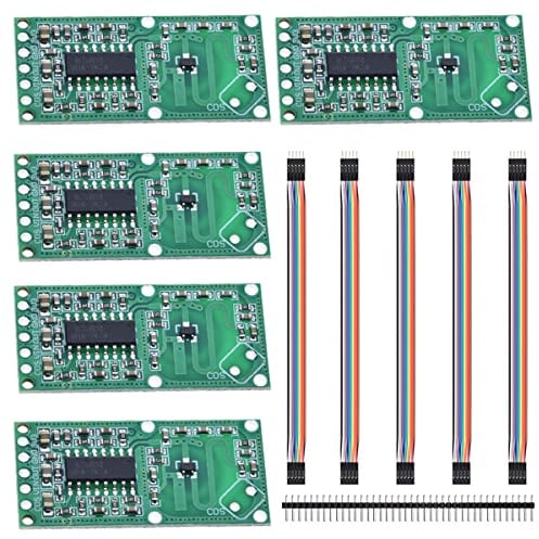 Youmile 5 Stück Mikrowellenradarmodul RCWL-0516 Sensor für Bewegungsinduktionsschalter des menschlichen Körpers 4-28 V 5-7 m Erfassungsabstand für Arduino mit Dupont-Kabel, 40-poliger Header