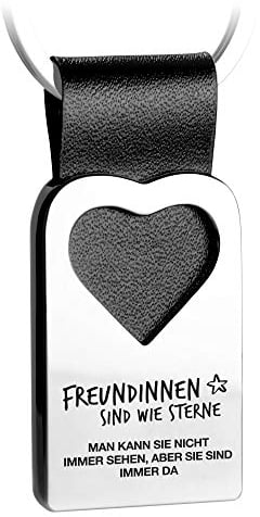 FABACH Herz Schlüsselanhänger mit Gravur aus Leder - Beste Freundin Geschenke Anhänger - Best Friends Geschenk für Beste Freundin zum Geburtstag oder als Dankeschön - Freundinnen sind wie Sterne