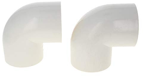 MroMax 50mm ID Slip 90 Degree PVC Pipe Fitting Elbow Coupling Connector Fix Hold Corresponding Pipes White 2pcs
