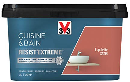 V33 Peinture multi-supports monocouche Cuisine & Bain Resist'Extrême® Satin, Espelette, 2L