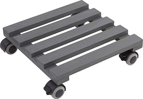Metafranc Pflanzenroller 300 x 300 mm - 60 kg Tragkraft - Kiefer-Platte - Grau - TPE-Rollen mit 2 Feststellern / Indoorroller / Blumenroller / Transporthilfe für Pflanzen / 825260 grau (glatt)
