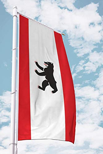 Deitert Bundesland-Flagge Berlin – 150x600 cm Berlin Flagge mit Wappen, Fahne für Ausleger aus reißfestem Polyester