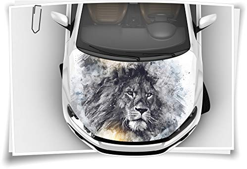 Medianlux Motorhaube Auto-Aufkleber Löwe Vintage Gemälde Abstrakt Wildnis Steinschlag-Schutz-Folie Airbrush Tuning Car-Wrapping Luftkanalfolie Digitaldruck Folierung