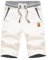 ZOXOZ Short Homme Pantalon Court Décontracté Short en Coton Casual Taille éLastiquéE Slim Fit Short de Plage Ete avec Pochess Elastique Blanc 3XL