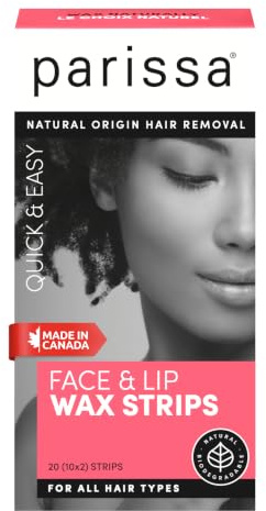 Parissa Natural Face & Lip Wax Strips | Beginner-Friendly & Gentle for Sensitive Skin | Ready-to-Use Strips for Upper Lip, Chin & Face | 20 Strips (10 x 2)