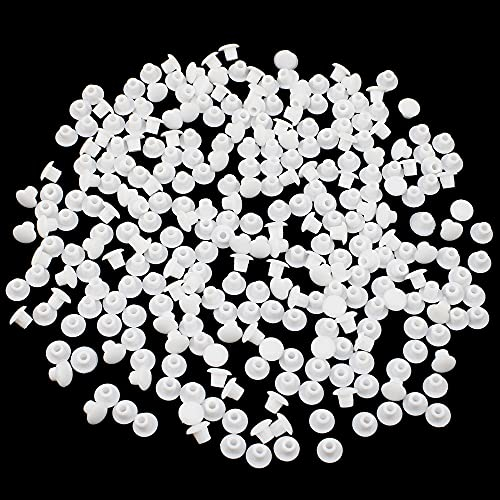 PLCatis Drill Hole Cover Caps 5mm Translucent White 200-Pack 5mm Hole Plugs Drilling Cover Plugs Cover Up Unused Holes in Furniture Kitchen Cabinet Wardrobe Cupboard Cabinet Bookcase Shelves