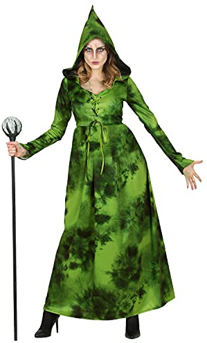 W WIDMANN MILANO Party Fashion - Waldhexen Kostüm Damen | Mit langem Kleid und Kapuze, Hexe für Halloween, Karneval, Märchen Mottopartys