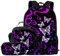 Kuiaobaty Schulranzen Set für Mädchen Jungen 3 in 1 Schultasche mit Lunchtasche Federmäppchen für Mittelschule, violettfarbener schmetterling, Einheitsgröße, Modern