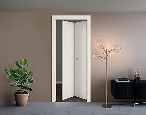 Porta interna a libro in laminato Bianco Matrix porta pieghevole con serratura Finitura Cromata 70X210