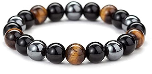 ZatRuiZE Triple Beads Bracelet for Men & Women,Black Obsidian, Tiger Eye, Hematite Stone Bracelet