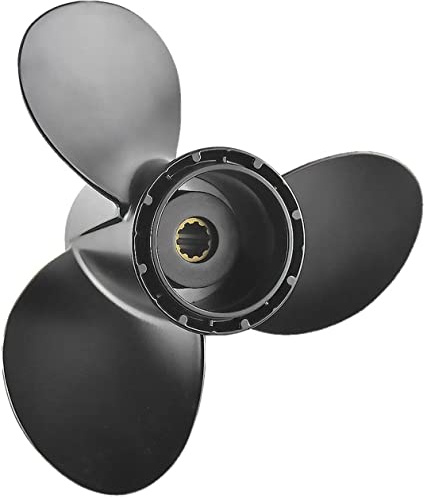 Luxuypon Außenbord-Propeller für Suzuki 20-30 PS, 3-Blatt, 10-Zahn, 26,4 cm, Schwarz, R, 30 PS, Heckspiegelmontage, Benzin, 2-Takt, 4-Takt, Manuell, Außenbordmotor, Propeller